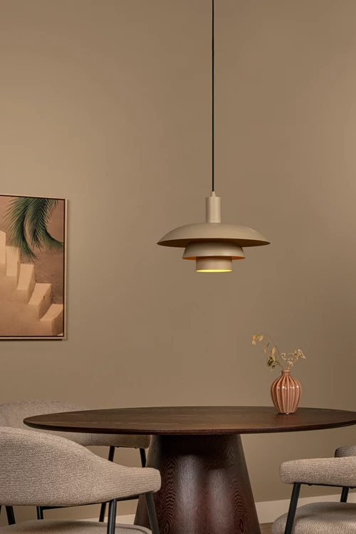 Lucide BRUNO - Pendant light - Ø 38 cm - 1xE27 - Taupe | Essential - atmosphere 1